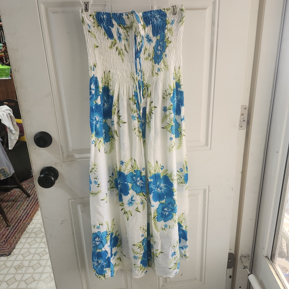 Floral Blue and White Midi Dress